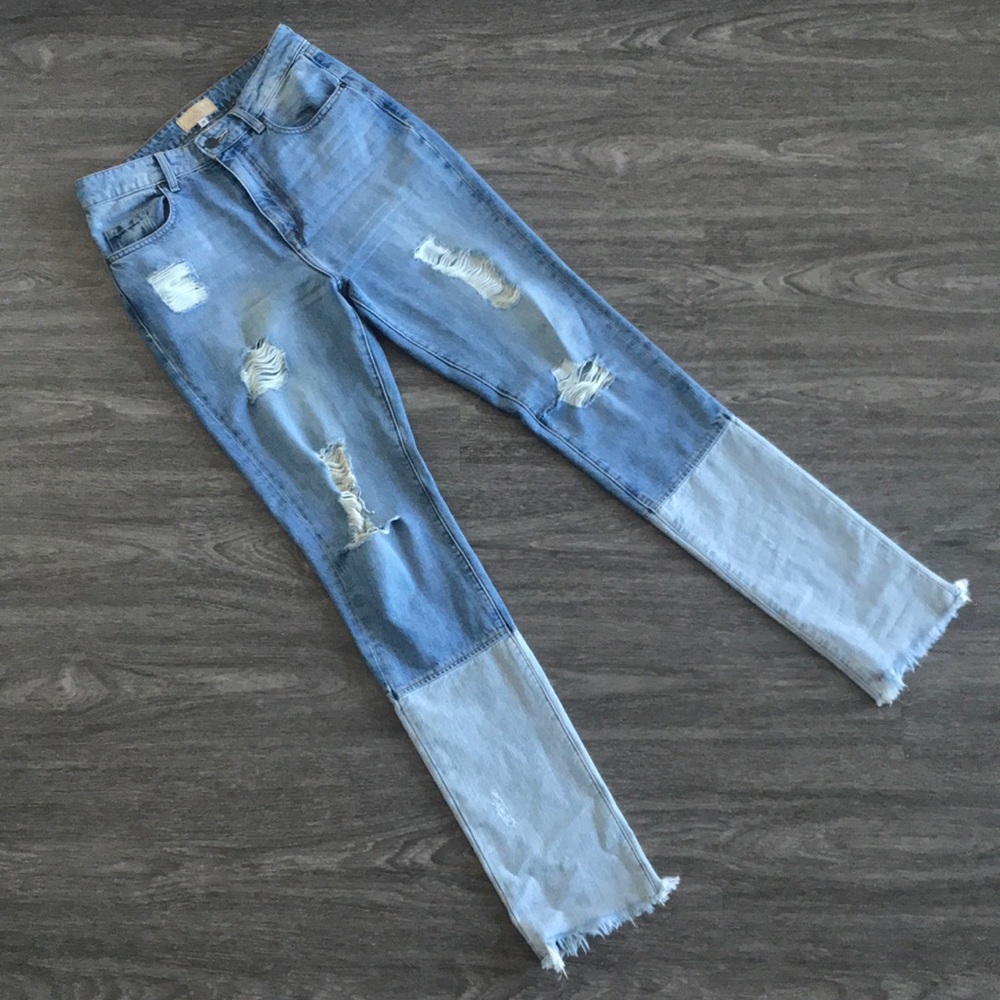 Tribe Kelley high-rise two tone denim